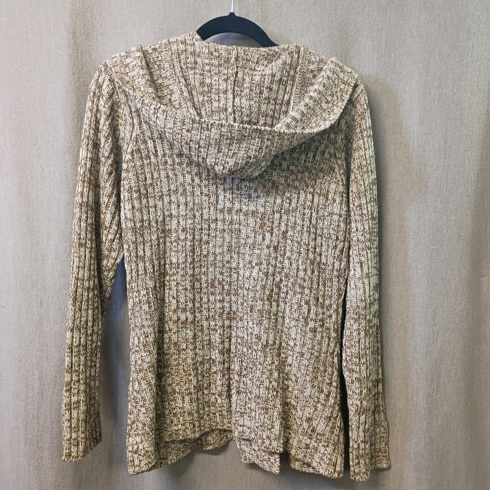 Effeci Creazioni Hooded Double Breasted Brown Marled Knit Button Front-Cardigan - Picture 3 of 3